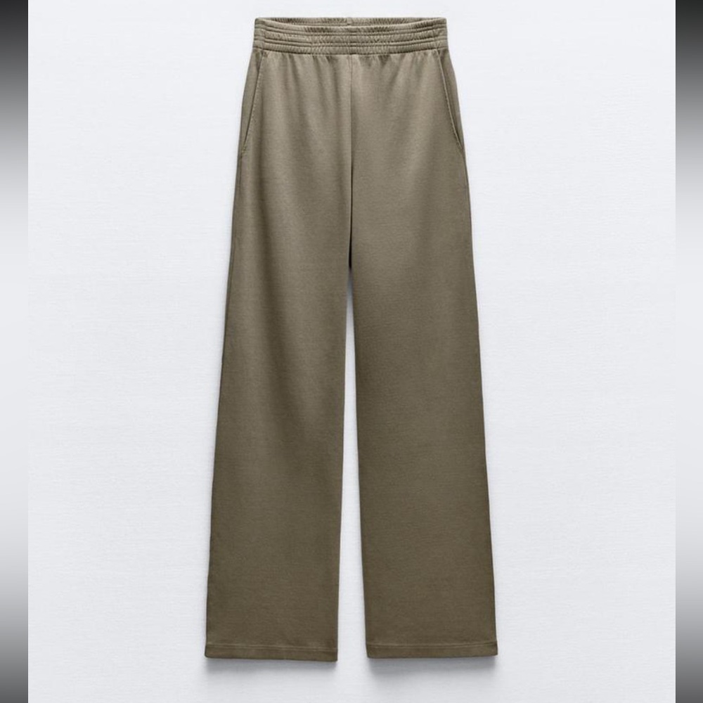 NWT Zara interlock pants L khaki color.